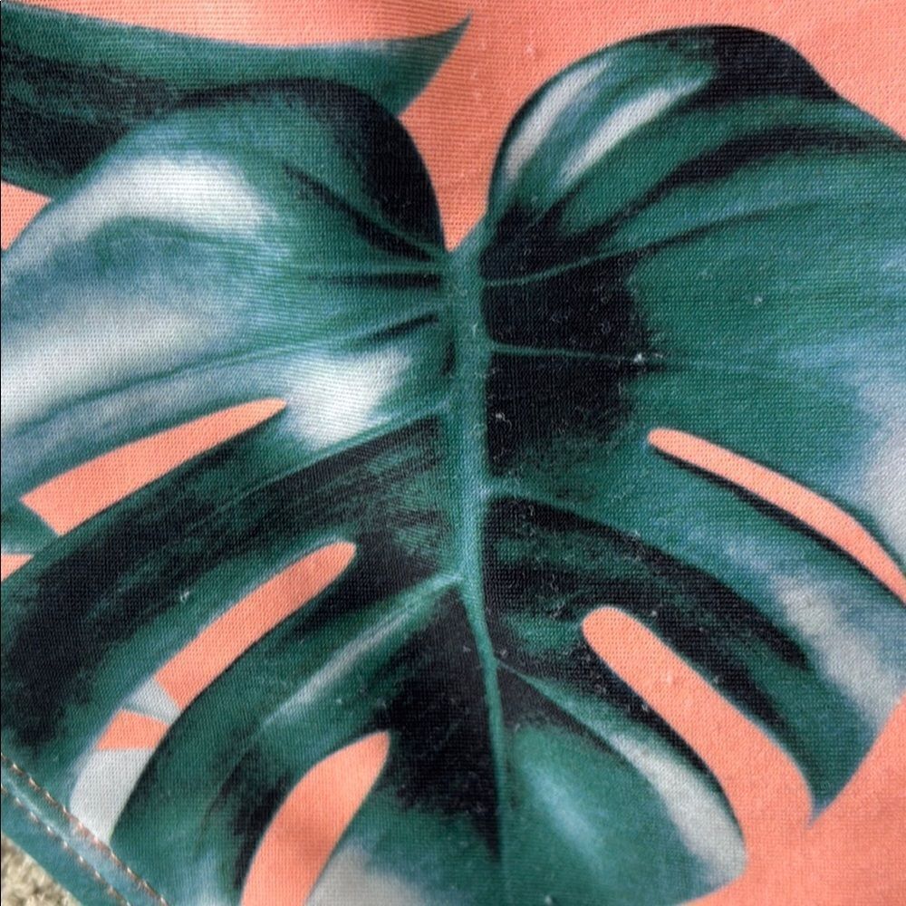Pink Ruffle Bikini with Tropical Leaf Print - Picture 10 of 15